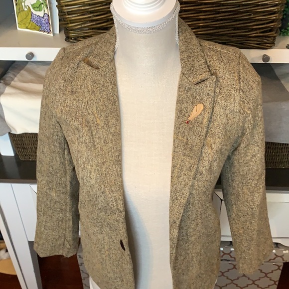 Luobo Bei Bei Tan Wool Blazer W/Label Arrow Broach Size XSmall - Picture 3 of 10